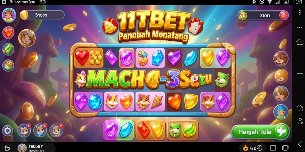 Tangkapan layar gameplay seru dari 11TBET dengan berbagai permata warna-warni.