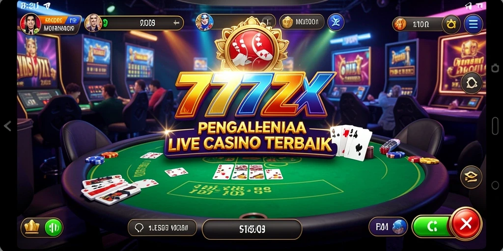 Tampilan menarik dari gameplay Live Casino di 777ZX yang mendebarkan.