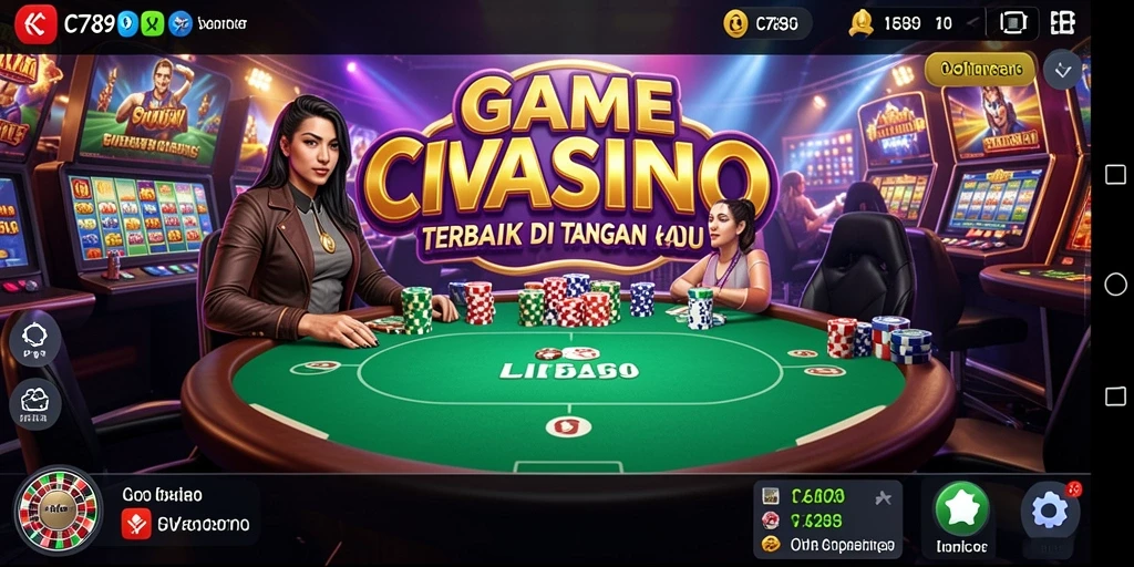 Screenshot gameplay C789 menunjukkan dealer yang berinteraksi dengan pemain secara langsung.