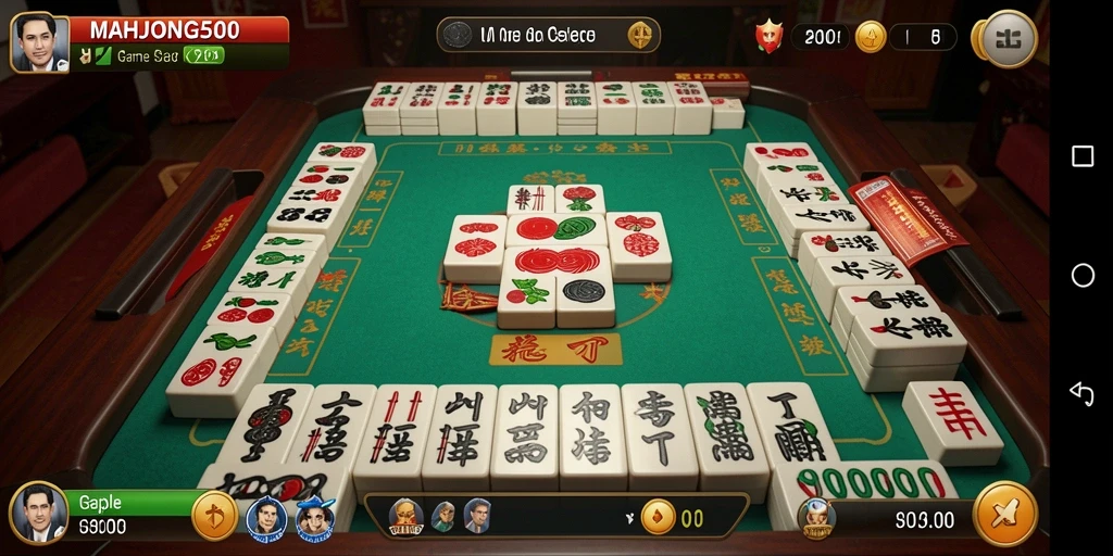 Tampilan gameplay seru dalam MAHJONG500 yang penuh warna.